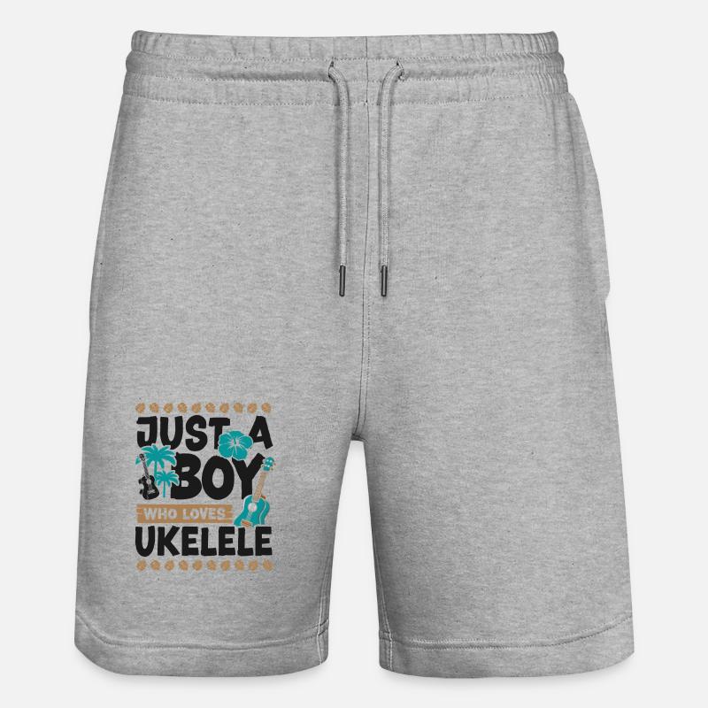Hawaiian Ukulele Uke Boy Just A - Stanley/Stella Trainer Unisex Organic Jogging Shorts - heather grey