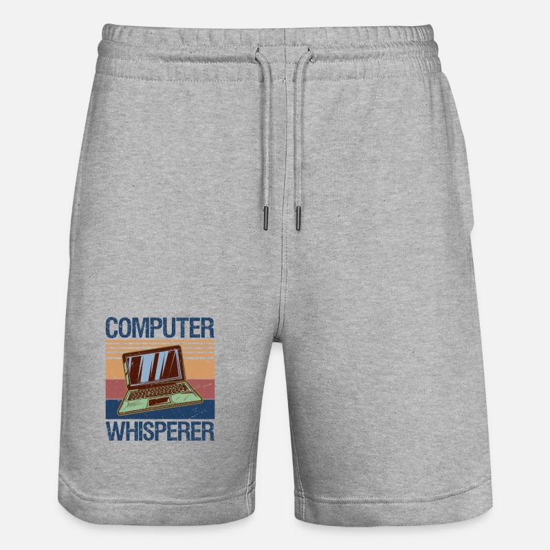 Computer Whisperer Shirt IT Tech Support Nerds - Stanley/Stella Unisex Bio Joggingshorts Trainer  - Grau meliert