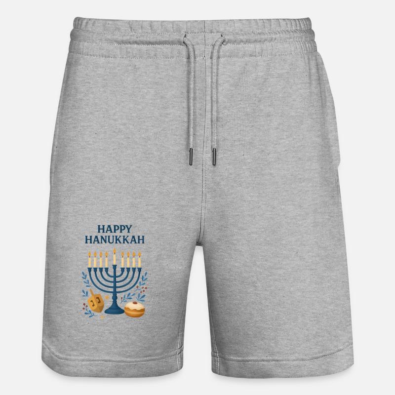 Joyeux Menorah festif de Hanoucca - Short de jogging bio TRAINER Stanley/Stella unisexe - gris chiné
