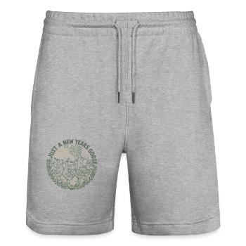 Juste une fête du Nouvel An 2026 - Short de jogging bio TRAINER Stanley/Stella unisexe - gris chiné - Devant - Nik (191cm) & Marisol (170cm)