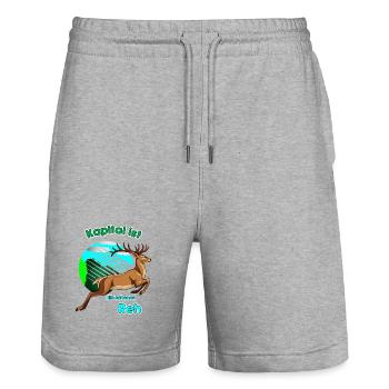 Kapital ist Ein scheues Reh - Stanley/Stella Unisex Bio Joggingshorts Trainer  - Grau meliert - Vorne - Nik (191cm) & Marisol (170cm)