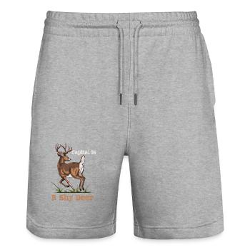 Capital is a shy deer! - Stanley/Stella Unisex Bio Joggingshorts Trainer  - Grau meliert - Vorne - Nik (191cm) & Marisol (170cm)