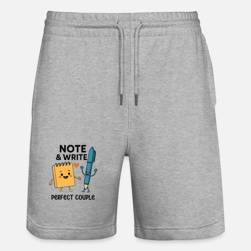 Note & Write Perfect Couple Fun Design - Stanley/Stella Trainer Unisex Organic Jogging Shorts - heather grey
