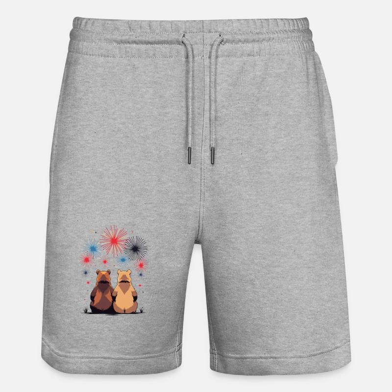 Deux ours aux feux d’artifice - Short de jogging bio TRAINER Stanley/Stella unisexe - gris chiné