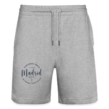 Madrid City Love - Stanley/Stella Trainer Unisex Organic Jogging Shorts - heather grey - Front - Nik (191cm) & Marisol (170cm)