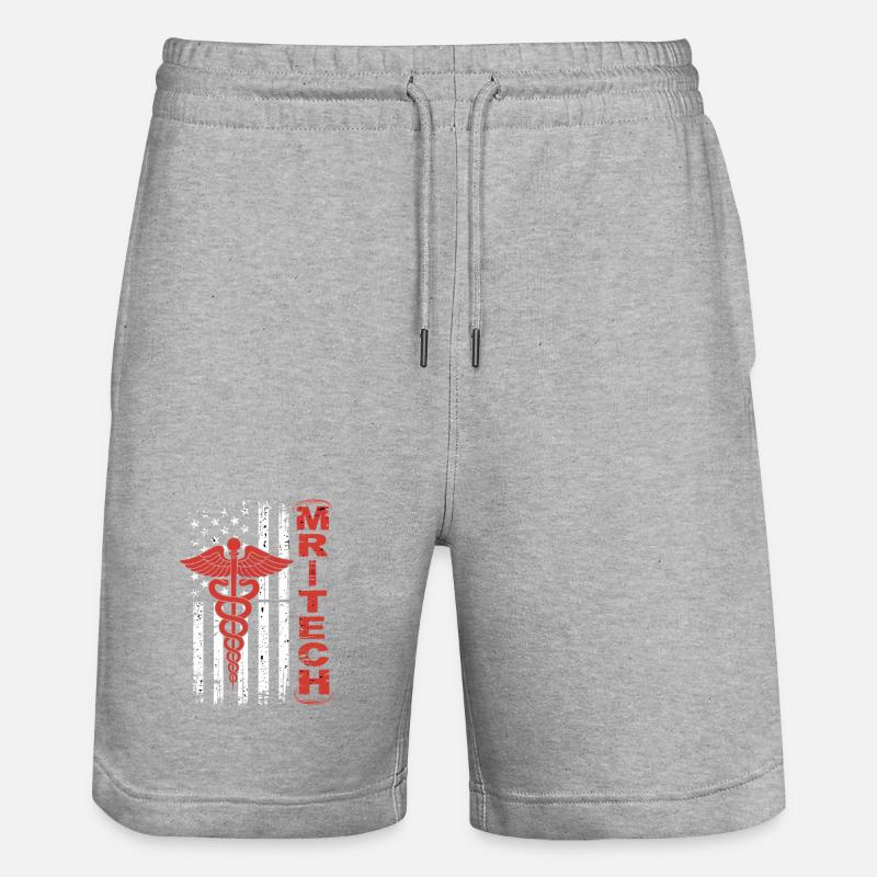Drapeau Caducée rouge de MedTech - Short de jogging bio TRAINER Stanley/Stella unisexe - gris chiné
