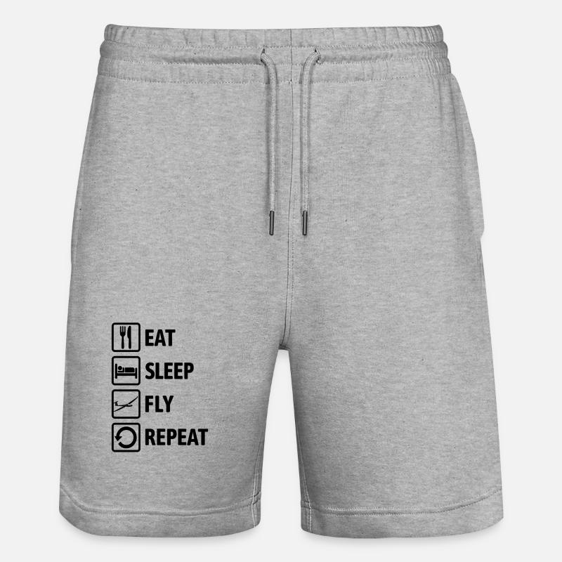 Mange, Dors, Vole, Répéter - Planeur - Short de jogging bio TRAINER Stanley/Stella unisexe - gris chiné