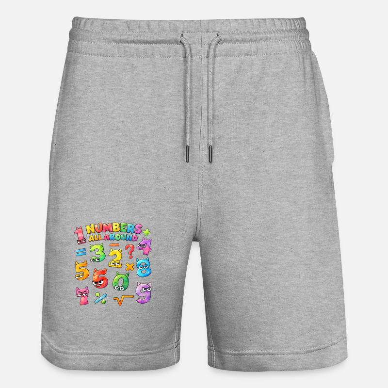 Rainbow Math Faces & Nombres - Short de jogging bio TRAINER Stanley/Stella unisexe - gris chiné