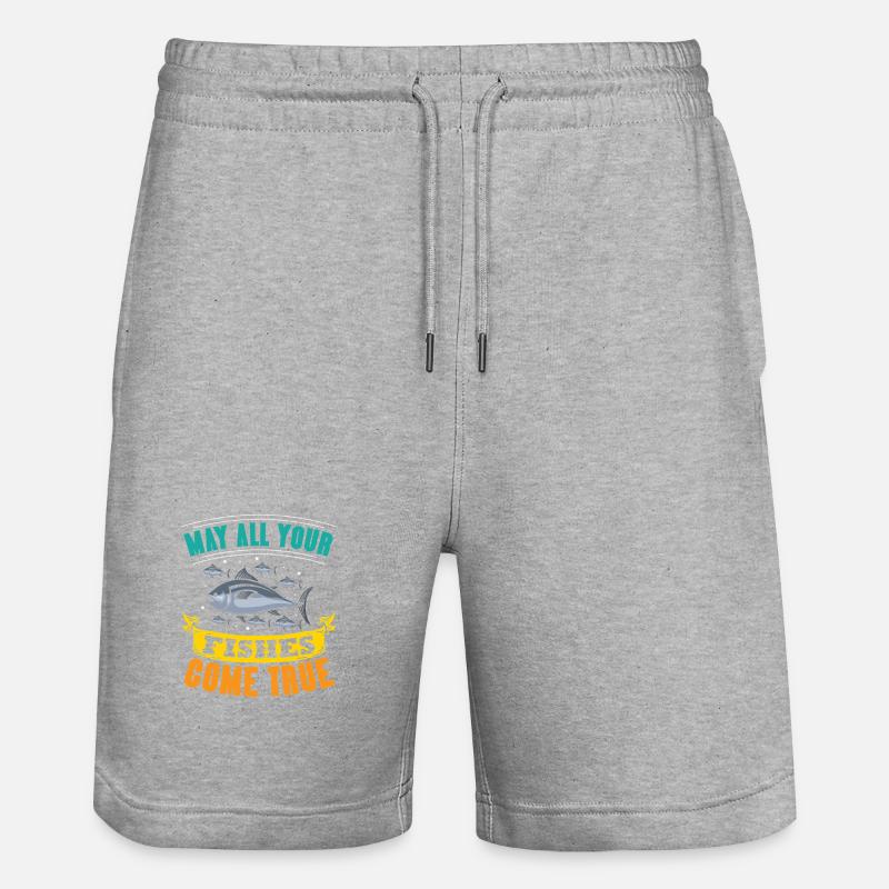 Pêcheur Cadeau Pêche Drôle Pêcheur Pêcheur - Short de jogging bio TRAINER Stanley/Stella unisexe - gris chiné