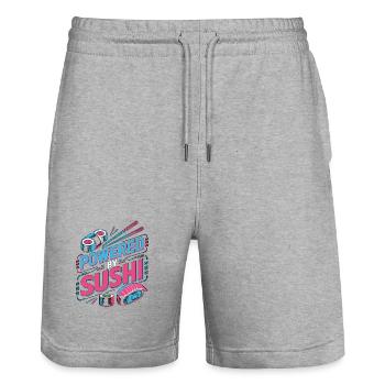 Sushi alimenté par le sushi Passionné de cuisine japonaise - Short de jogging bio TRAINER Stanley/Stella unisexe - gris chiné - Devant - Nik (191cm) & Marisol (170cm)