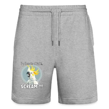 Witziges Kakadu T, schreiender Vogel für Kakadu Me - Stanley/Stella Unisex Bio Joggingshorts Trainer  - Grau meliert - Vorne - Nik (191cm) & Marisol (170cm)