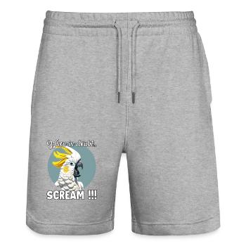 Kreative Geschenk für Kakadu- und Vogelfreunde - Stanley/Stella Unisex Bio Joggingshorts Trainer  - Grau meliert - Vorne - Nik (191cm) & Marisol (170cm)