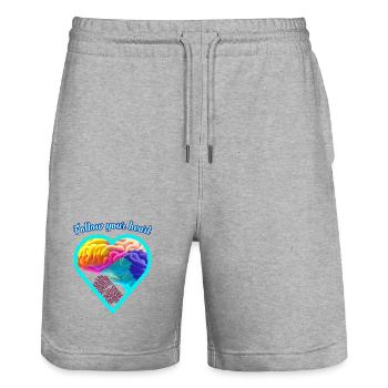 Cerveau et cœur - Short de jogging bio TRAINER Stanley/Stella unisexe - gris chiné - Devant - Nik (191cm) & Marisol (170cm)