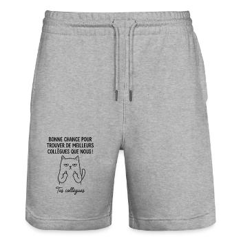 Leaving colleague work new job good luck - Stanley/Stella Trainer Unisex Organic Jogging Shorts - heather grey - Front - Nik (191cm) & Marisol (170cm)