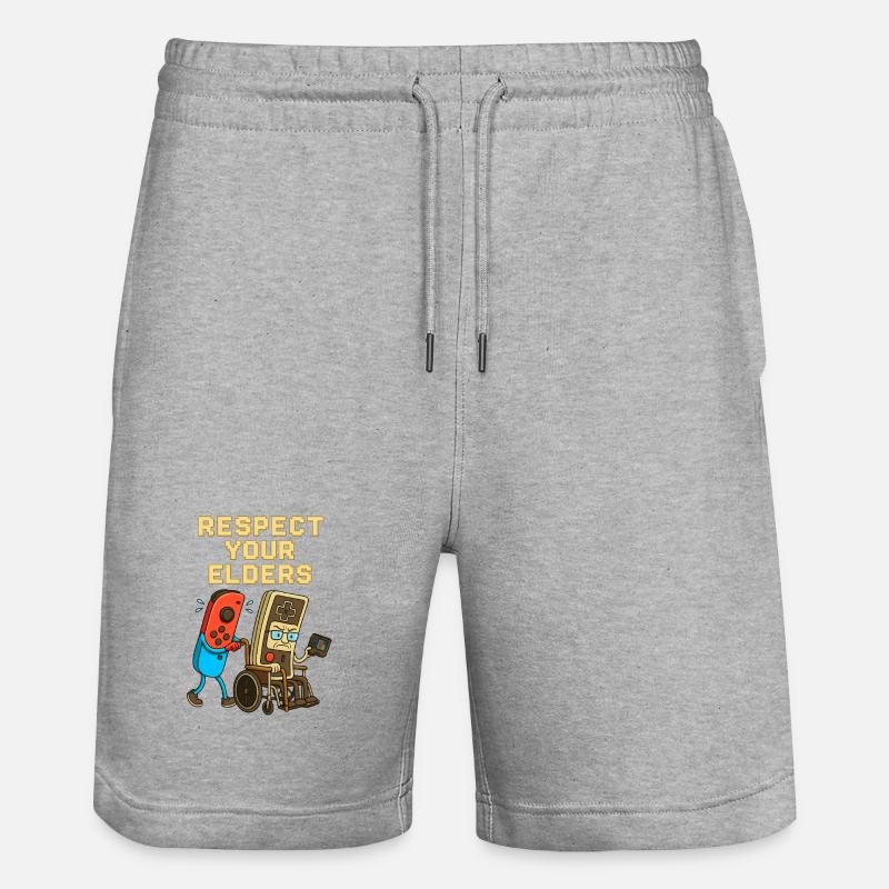 Respect Your Elders Gaming Control Retro  - Stanley/Stella Unisex Bio Joggingshorts Trainer  - Grau meliert