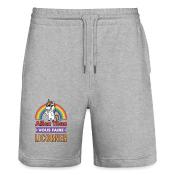 Unicorn Rebel - go get all done - Stanley/Stella Trainer Unisex Organic Jogging Shorts - heather grey - Front - Nik (191cm) & Marisol (170cm)
