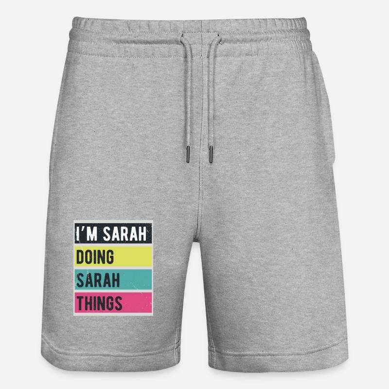 I'm Sarah Doing Sarah Things Retro - Stanley/Stella Trainer Unisex Organic Jogging Shorts - heather grey