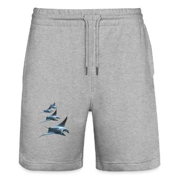 Manta Rochen Teufelsrochen Stachelrochen Taucher - Stanley/Stella Unisex Bio Joggingshorts Trainer  - Grau meliert - Vorne - Nik (191cm) & Marisol (170cm)