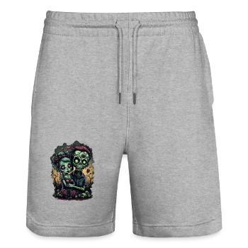 Valentine Zombie Love - Stanley/Stella Trainer Unisex Organic Jogging Shorts - heather grey - Front - Nik (191cm) & Marisol (170cm)