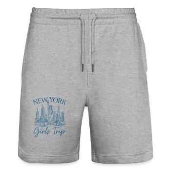 New York Girls Trip - Stanley/Stella Unisex Bio Joggingshorts Trainer  - Grau meliert - Vorne - Nik (191cm) & Marisol (170cm)