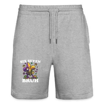 Six Seven Bruh Mardi Gras Fleur De Lis 6 7 Fun 6-7 - Stanley/Stella Trainer Unisex Organic Jogging Shorts - heather grey - Front - Nik (191cm) & Marisol (170cm)
