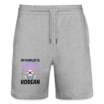 My Playlist Is 90 Percent Korean - Stanley/Stella Unisex Bio Joggingshorts Trainer  - Grau meliert - Vorne - Nik (191cm) & Marisol (170cm)