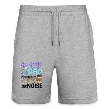 K Pop Dad Powered By Coffee And Noise - Stanley/Stella Trainer Unisex Organic Jogging Shorts - heather grey - Front - Nik (191cm) & Marisol (170cm)