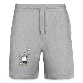 Elefant Fußballkicker - Stanley/Stella Unisex Bio Joggingshorts Trainer  - Grau meliert - Vorne - Nik (191cm) & Marisol (170cm)