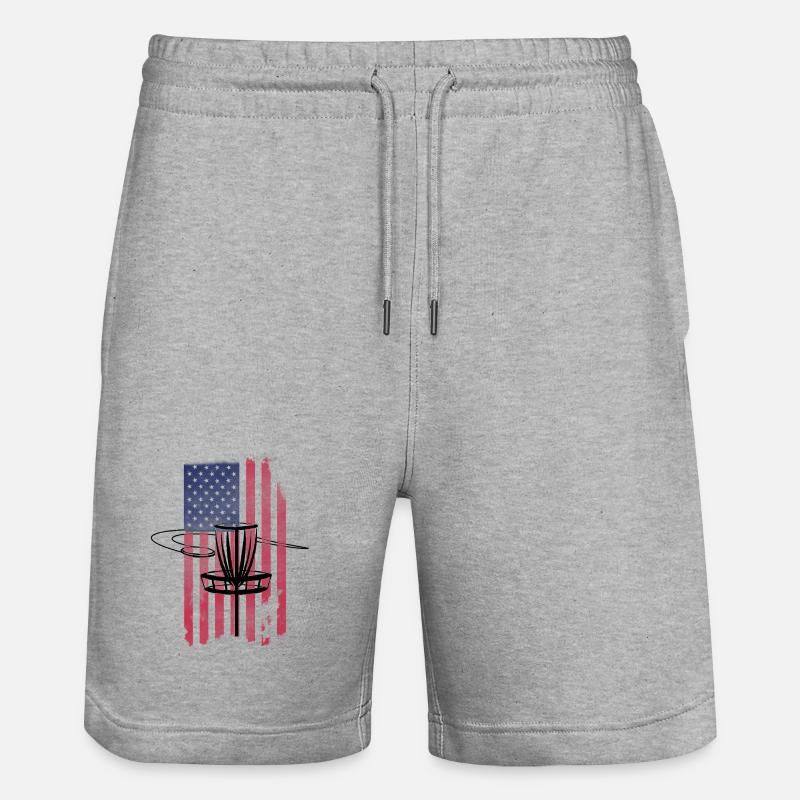 Drapeau Disc Golf USA - Short de jogging bio TRAINER Stanley/Stella unisexe - gris chiné
