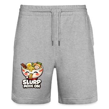 Slurp Mode On Ramen Kawaii - Stanley/Stella Trainer Unisex Organic Jogging Shorts - heather grey - Front - Nik (191cm) & Marisol (170cm)
