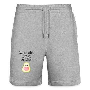 Sourire d’amour à l’avocat - Short de jogging bio TRAINER Stanley/Stella unisexe - gris chiné - Devant - Nik (191cm) & Marisol (170cm)