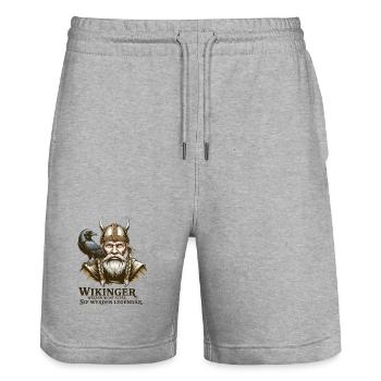 Wikinger Viking Legende Seemann Odin Rabe Kämpfer - Stanley/Stella Unisex Bio Joggingshorts Trainer  - Grau meliert - Vorne - Nik (191cm) & Marisol (170cm)