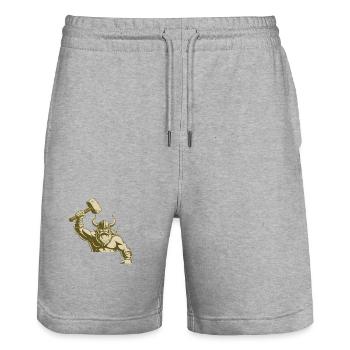 Wikinger Viking Legende Seemann Odin Rabe Kämpfer - Stanley/Stella Unisex Bio Joggingshorts Trainer  - Grau meliert - Vorne - Nik (191cm) & Marisol (170cm)