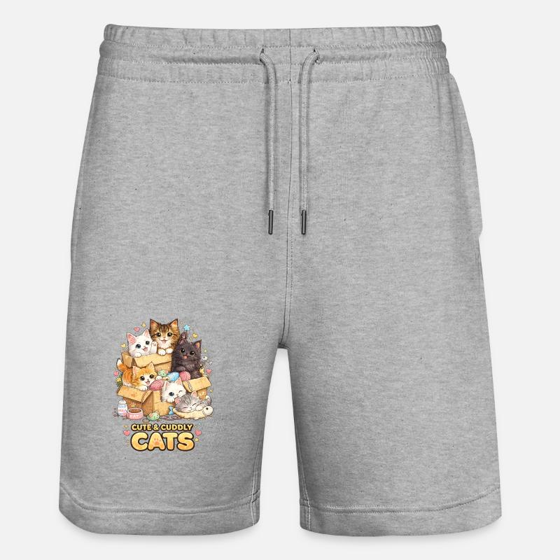 Petit chaton câlin dans une boîte - Short de jogging bio TRAINER Stanley/Stella unisexe - gris chiné