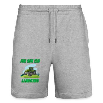 Traktor - Ich bin ein Landkind - Stanley/Stella Unisex Bio Joggingshorts Trainer  - Grau meliert - Vorne - Nik (191cm) & Marisol (170cm)