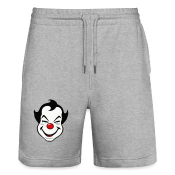 Fröhliches Clown Gesicht Karneval Fasnet Fasching - Stanley/Stella Unisex Bio Joggingshorts Trainer  - Grau meliert - Vorne - Nik (191cm) & Marisol (170cm)