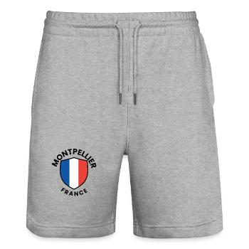 Montpelier Shield of France - Stanley/Stella Trainer Unisex Organic Jogging Shorts - heather grey - Front - Nik (191cm) & Marisol (170cm)