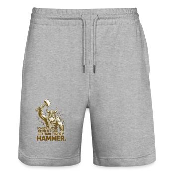 Wikinger Viking Legende Seemann Odin Rabe Kämpfer - Stanley/Stella Unisex Bio Joggingshorts Trainer  - Grau meliert - Vorne - Nik (191cm) & Marisol (170cm)