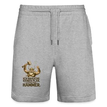Wikinger Viking Legende Seemann Odin Rabe Kämpfer - Stanley/Stella Unisex Bio Joggingshorts Trainer  - Grau meliert - Vorne - Nik (191cm) & Marisol (170cm)