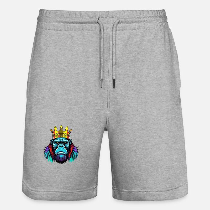 Couronne de néon gorille - Short de jogging bio TRAINER Stanley/Stella unisexe - gris chiné