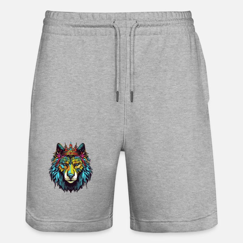 Couronne de bande dessinée Wolf - Short de jogging bio TRAINER Stanley/Stella unisexe - gris chiné
