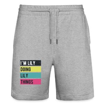 I’m Lily Doing Lily Things Retro Colors - Stanley/Stella Trainer Unisex Organic Jogging Shorts - heather grey - Front - Nik (191cm) & Marisol (170cm)