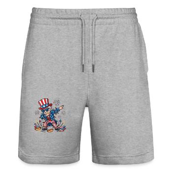 Dab dab drôles du 4 juillet pour enfants et jeunes - Short de jogging bio TRAINER Stanley/Stella unisexe - gris chiné - Devant - Nik (191cm) & Marisol (170cm)