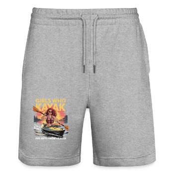 Cadeaux Girls Who Kayak Heaven Design - Short de jogging bio TRAINER Stanley/Stella unisexe - gris chiné - Devant - Nik (191cm) & Marisol (170cm)