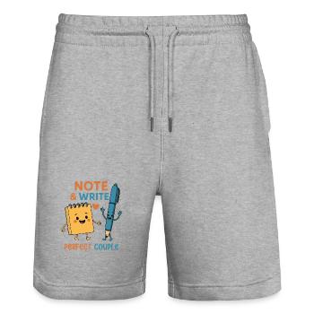 Note & Write Perfect Couple - Stanley/Stella Unisex Bio Joggingshorts Trainer  - Grau meliert - Vorne - Nik (191cm) & Marisol (170cm)