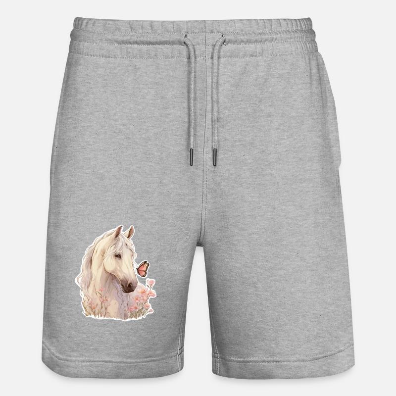 Cheval avec papillon - Short de jogging bio TRAINER Stanley/Stella unisexe - gris chiné