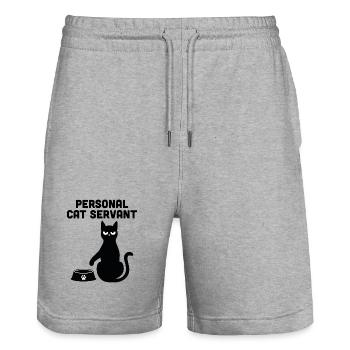 Personal Cat Servant - Stanley/Stella Trainer Unisex Organic Jogging Shorts - heather grey - Front - Nik (191cm) & Marisol (170cm)