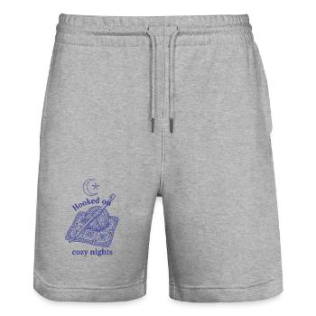 Amant du crochet accroché lors de nuits douillettes drôles - Short de jogging bio TRAINER Stanley/Stella unisexe - gris chiné - Devant - Nik (191cm) & Marisol (170cm)