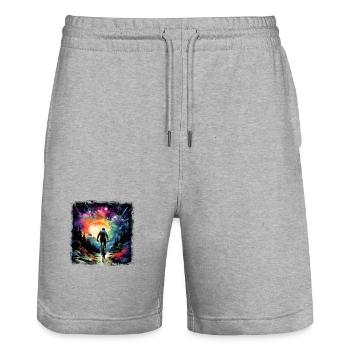 Mountainbike Retro - Stanley/Stella Unisex Bio Joggingshorts Trainer  - Grau meliert - Vorne - Nik (191cm) & Marisol (170cm)