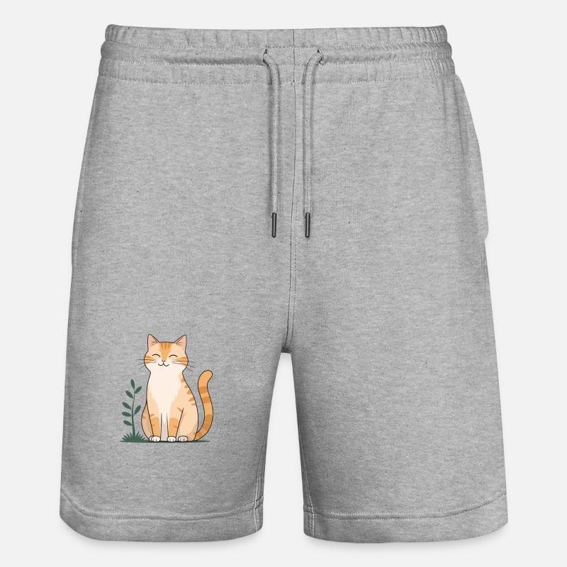 Chat Orange Joyeux en Vert - Short de jogging bio TRAINER Stanley/Stella unisexe - gris chiné